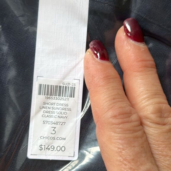 Chicos‎ Linen sundress Classic navy Short Dress size 3 NWT in packaging - Picture 5 of 5